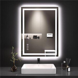 24X32 LED Bathroom Mirror with Lights, Anti-Fog, Dimmable, Backlit + Front Lit